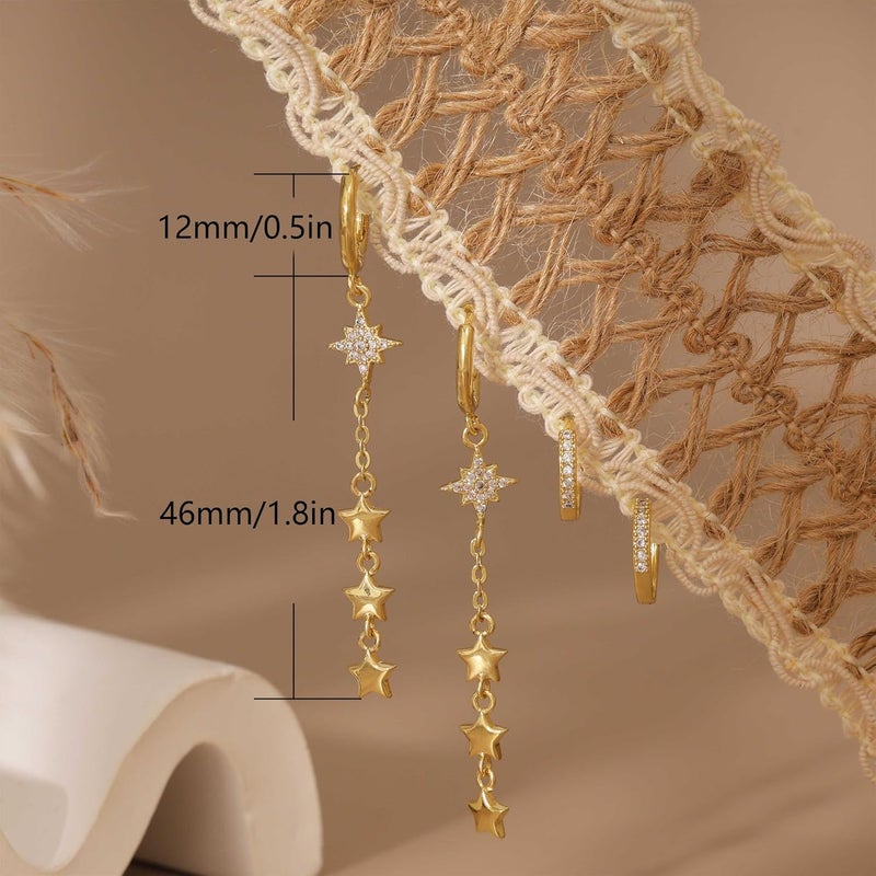 SELFROSE Store Gold Dangle Earrings for Women,Prom Jewelry Dainty Earring 14K Gold Plated Drop Earrings for Women Trendy Hypoallergenic CZ Dangling Earring - Image 4